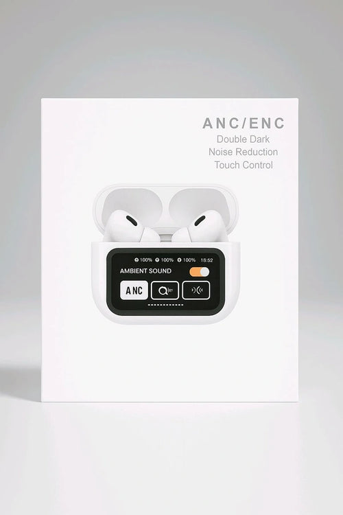 A9 Pro wireless earbuds with a smart touch screen display