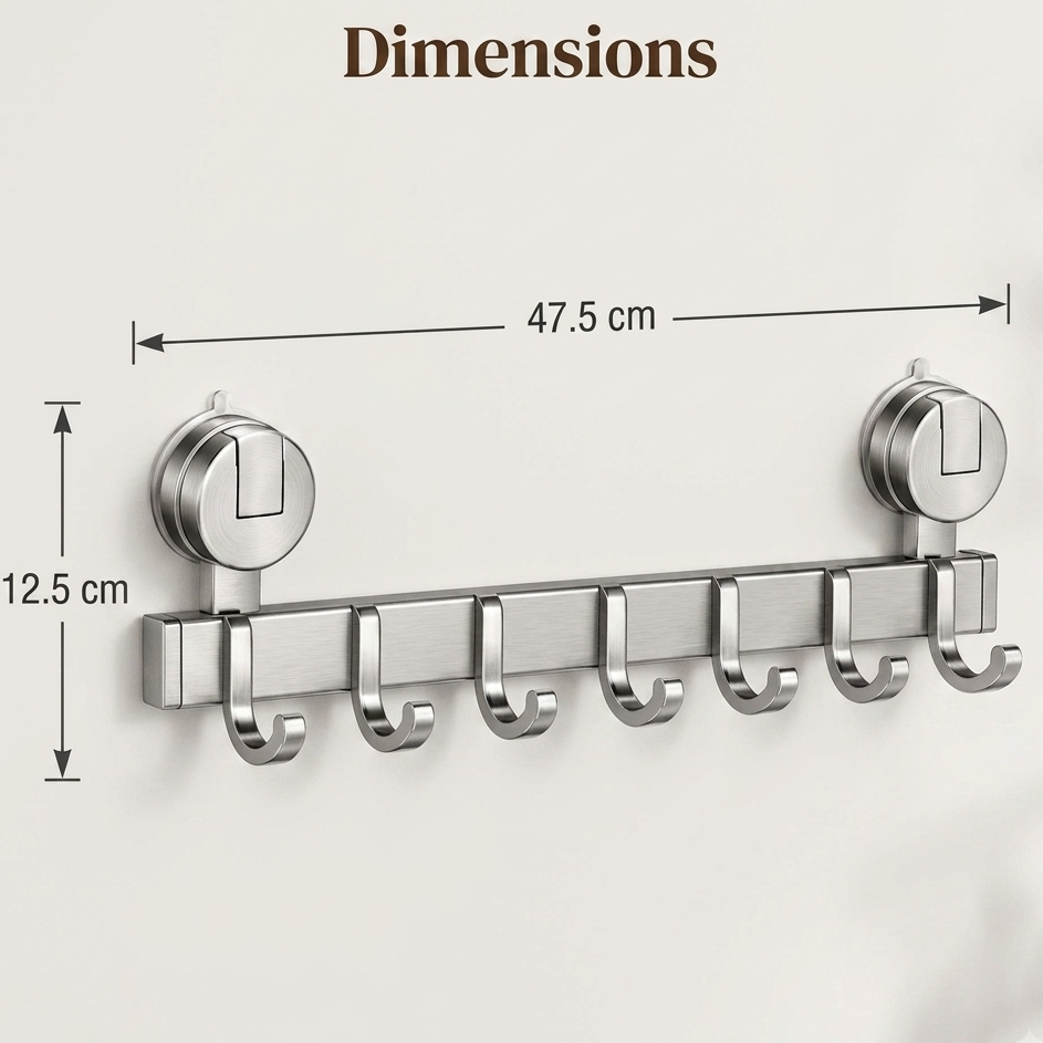 Stainless Steel 8 Hook Wall Mounted Hook Rack