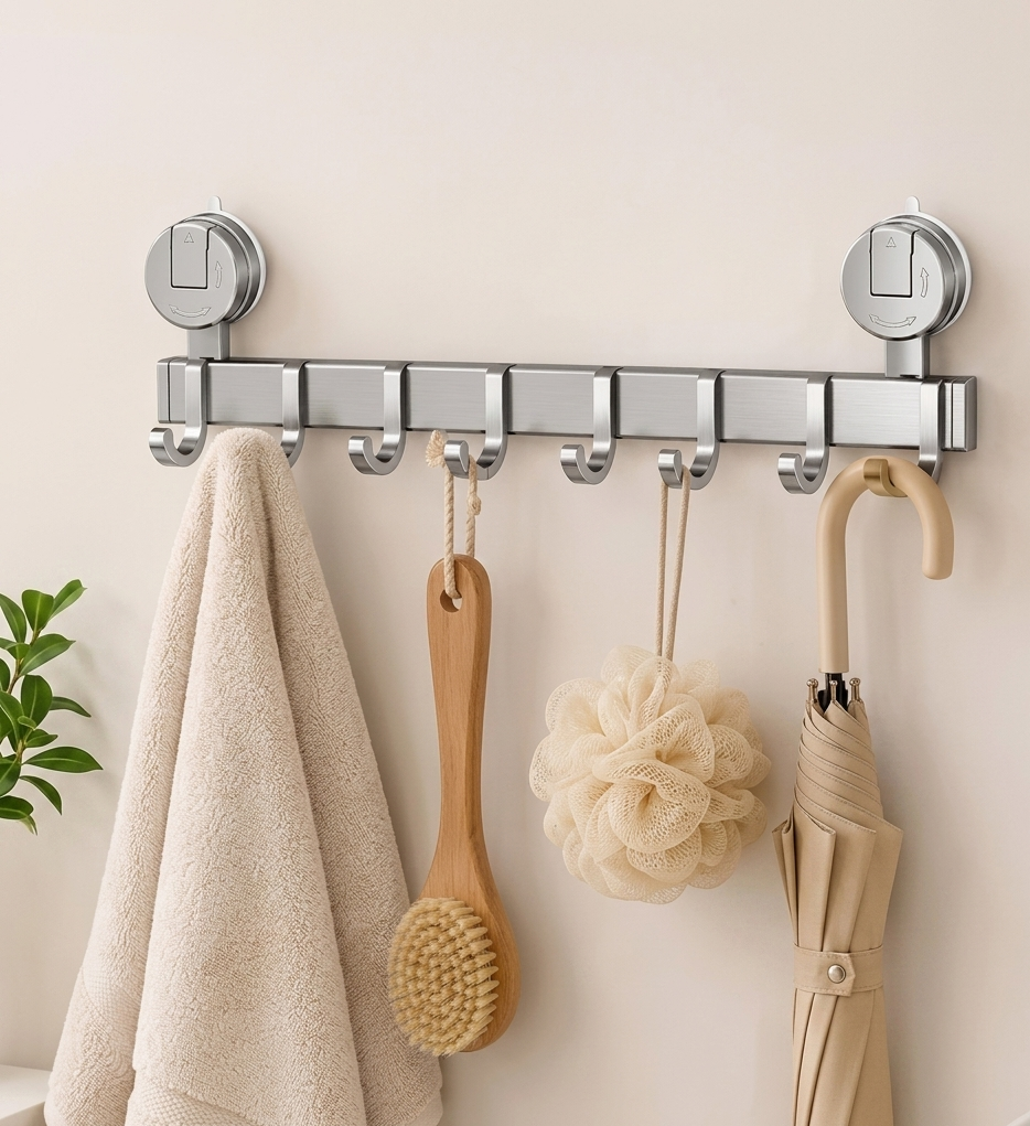 Stainless Steel 8 Hook Wall Mounted Hook Rack